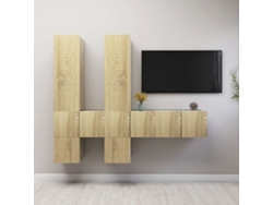 7 Pzs Pack de Muebles de Armario Tv Contrachapado Roble Sonoma