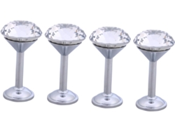 Juego de 4 ganchos de pared de metal plateado con forma de diamante CHABERLU