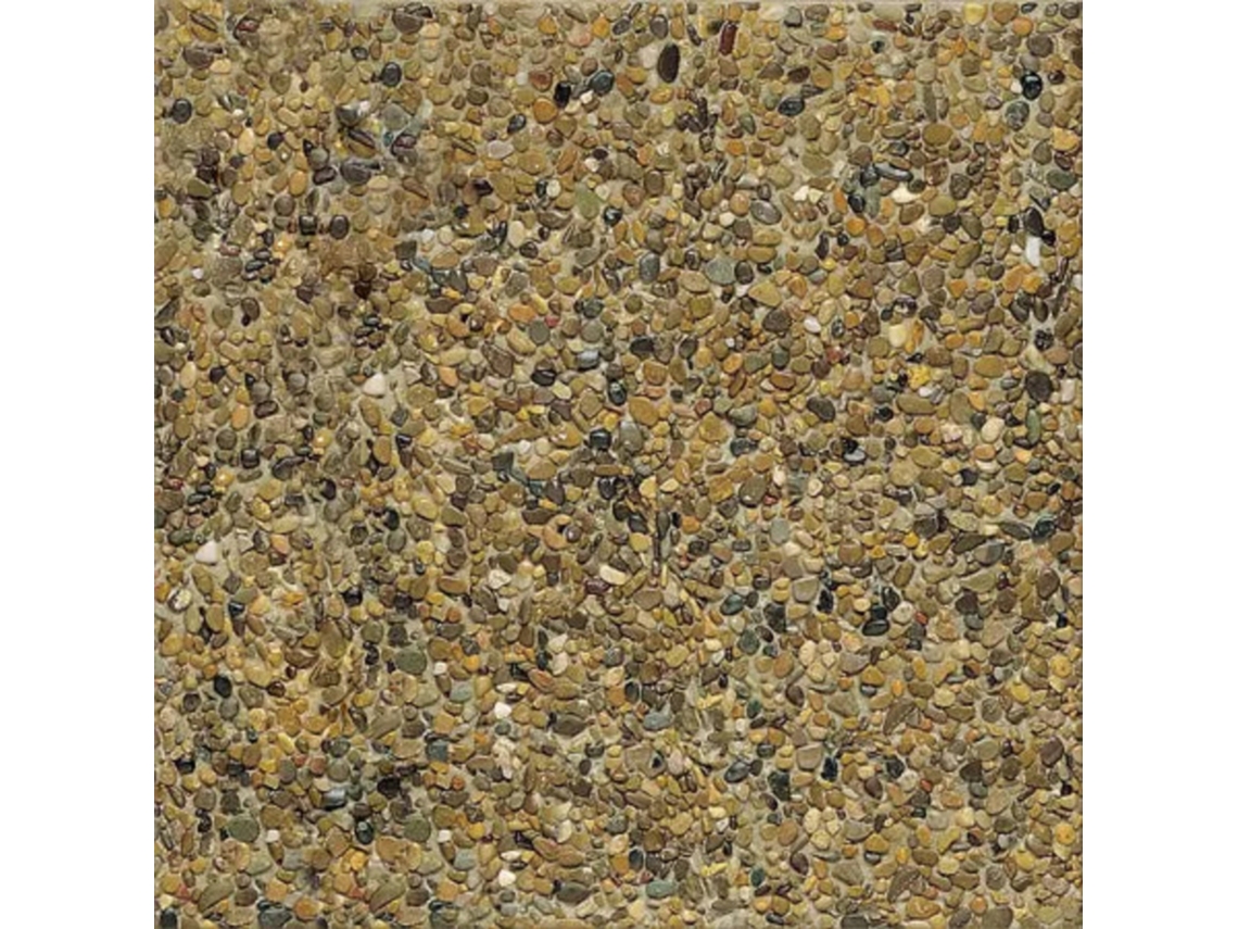 Terrazo De Canto Rodado Piedraviva Ocre / Palet 12 M2 / 40x40x4 Cm - Piedra Fina - Fondo Gris