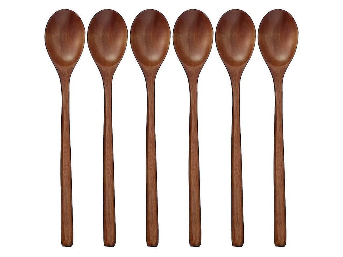 Cucharas De Madera, 6 Piezas. Cucharas De Madera Para Sopa, Para Comer, Mezclar Y Remover.