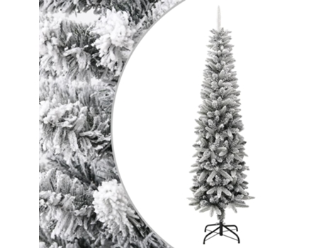 vidaXL Árbol de Navidad artificial estrecho con nieve PVC y PE 240 cm