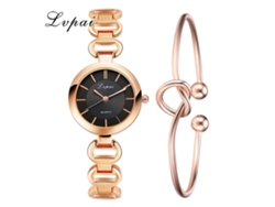 Reloj De Pulsera De Cuarzo Informal Para Mujer Con Elegante Brazalete De Diamantes De Imitación, Oro Rosa, Negro.