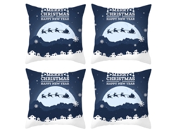 4 fundas de cojines decorativos navideños en azul y blanco (cojín no incluido) TRUYUETY