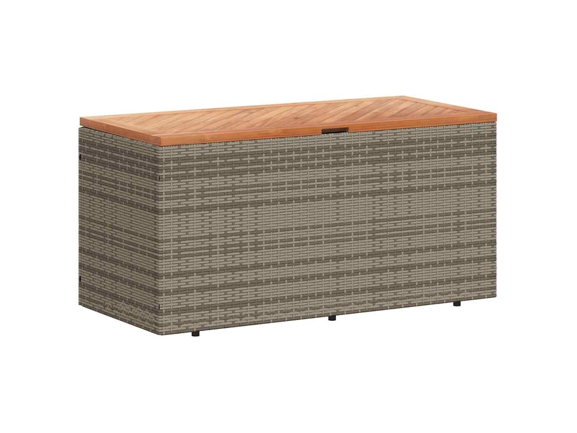 Caja de almacenamiento de jardín 110x50x54 cm Mimbre/Madera maciza de acacia Gris MAISON EXCLUSIVE