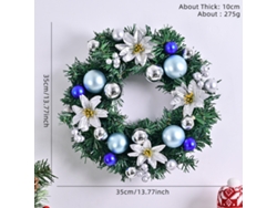 Corona navideña Xm 0033, 30 cm, ideal para decoración navideña. Siurn (12 pulgadas)