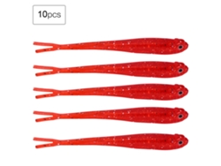 10 Señuelos De Pesca De Pvc De 13 Cm, Cebos Blandos Realistas Para Agua Dulce Y Salada (rojo)