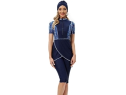 2026-traje De Baño Musulmán Corto Crop 2023 Para Mujer Burkini Modesto Con Cremallera Frontal Pmv Xl Azul