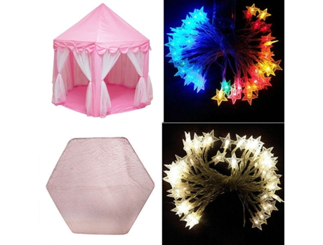 Piscina de Bolas Tipi Portátil, Castillo de Princesa, Casa de Juegos, Carpa Pequeña Estera de Carpa Rosa Light-200002984