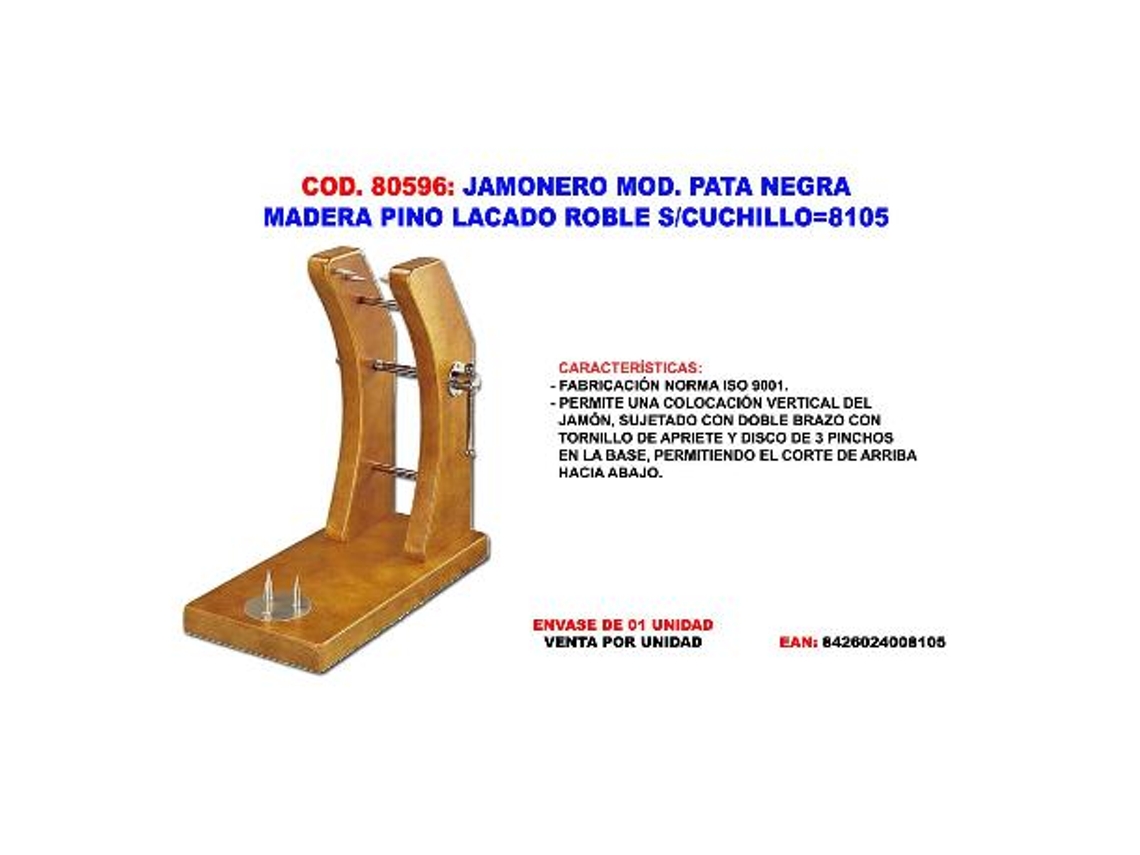 Jamonero mod.pata negra madera pino lacado roble s-cuchillo 8105