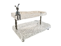 Estante organizador de encimera de baño de 2 niveles, acrílico con ondas de agua, para guardar maquillaje y tocador de baño.