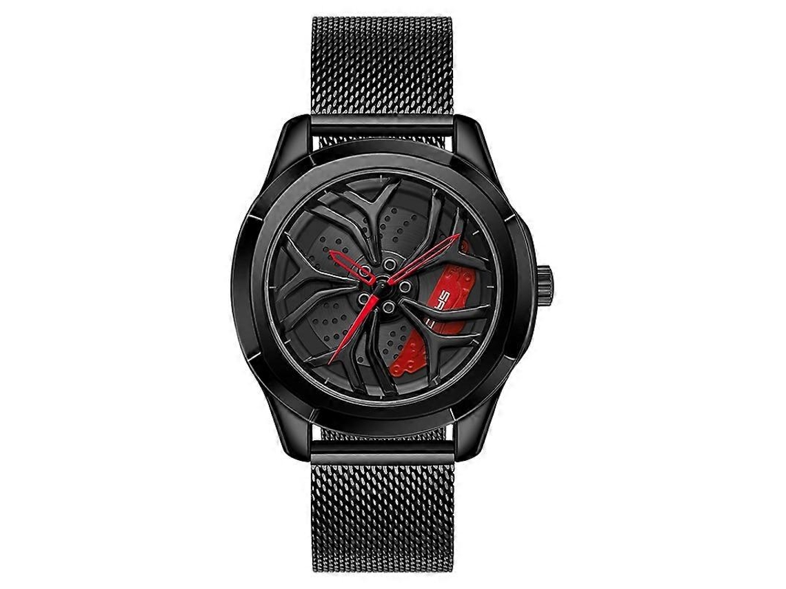 Reloj de cuarzo Sanda 1065 para hombre con esfera fija y rueda hueca 3D, estilo cinturón de malla Hengrongshen