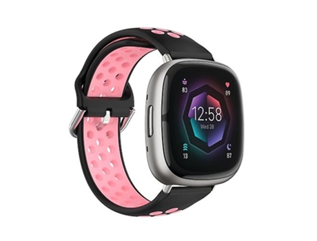 Correa Smartwatch Para Fitbit Sense Negro-Rosa VENISYMLIS