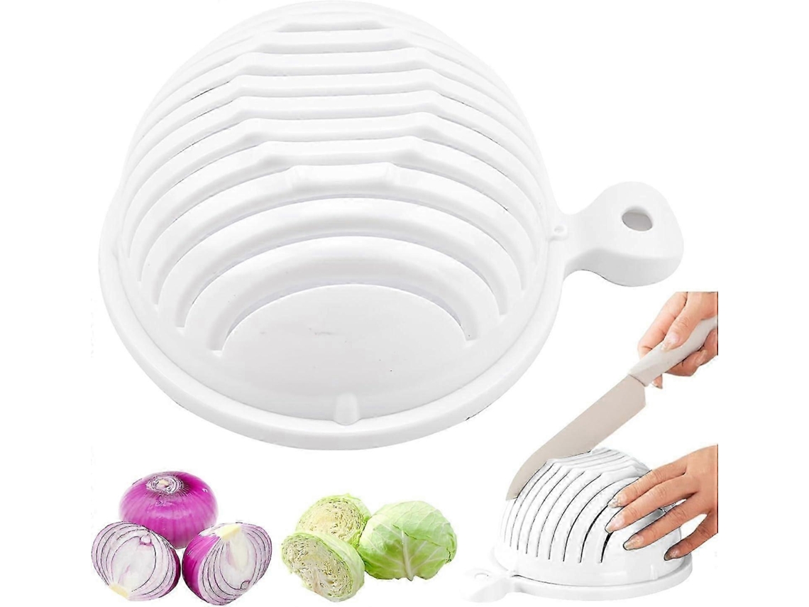 Bol para cortar ensalada, bol para cortar frutas y verduras, cortador de verduras para ensalada (blanco)