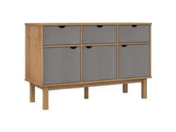 Maison Exclusive - Aparador Otta Madera Maciza Pino Marrón Y Gris 114x43x73,5 Cm