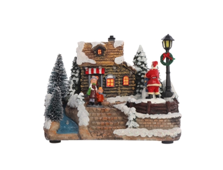 Navidad música luminosa casa pequeña luces LED cabaña giratoria de estilo europeo regalos de decoración de Navidad, muñeco de nieve