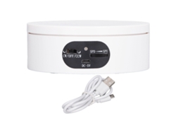 Plataforma giratoria para fotografía de 360°, capacidad de 5.5 lb, control de velocidad y batería, color blanco