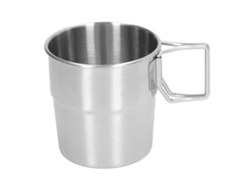 Taza portátil de acero inoxidable para acampar al aire libre de 320 ml con asa plegable