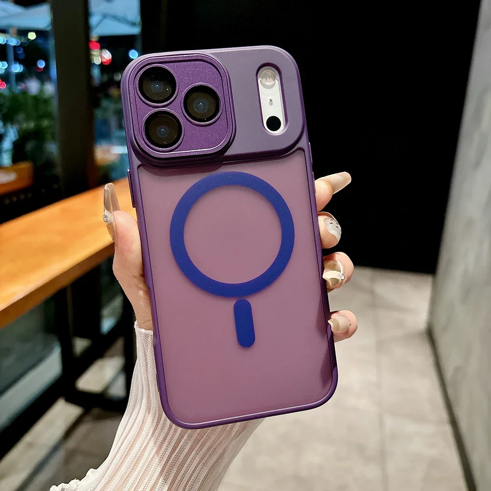 (morado, Iphone 12) Funda Para Teléfono Semitransparente Mate, Compatible Con Carga Inalámbrica Magnética, Carcasa Rígida A Prueba De Golpes.
