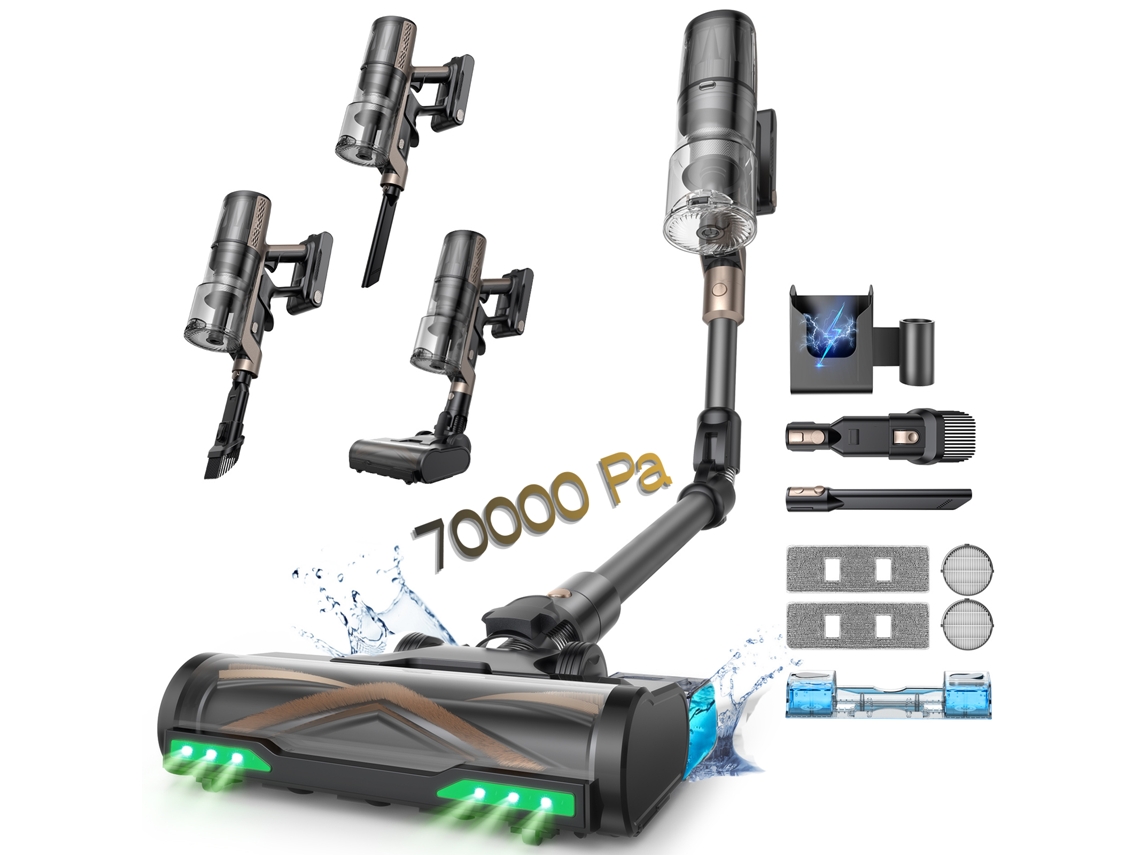 Aspiradora vertical PROSCENIC P20 Onepass de 70 kPa y 600 W, 70 min de autonomía, cámara de 1,5 l, potencia autoajustable, aspira y limpia todo en uno, PROSCENIC
