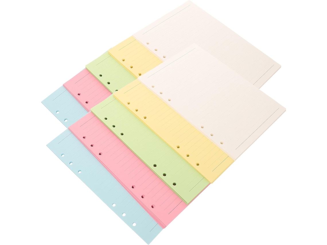 Recambios Para Cuadernos A5 De 6 Agujeros, Papel Rayado, Colores, 5 2 Paquetes 100 Hojas Sueltas