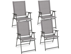 4 Sillas Terraza Exterior, Silla de Jardín Plegable con Respaldo Alto, 62 x 58 x 89 cm, Sillas Plegables Texteline, Carga 150kg COSTWAY