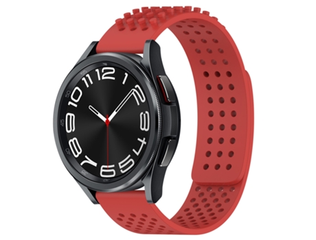 Correa de reloj inteligente para Samsung Galaxy Watch 6 Classic 47 mm 20 mm Agujeros transpirables Correa de reloj de silicona con puntos 3D (rojo)