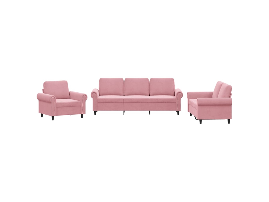 Maison Exclusive - Juego De Sofás Con Cojines 3 Piezas Terciopelo Rosa