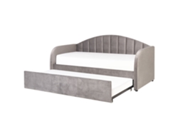 Cama moderna BELIANI Eyburie de terciopelo gris con cajón (191 x 217 x 102 cm)