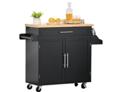 Carrito De Cocina Con Armario Con Puertas Y Estante Interior Ajustable Cajón Barra Y Especiero Móvil Aparador Auxiliar Con Ruedas Para Comedor