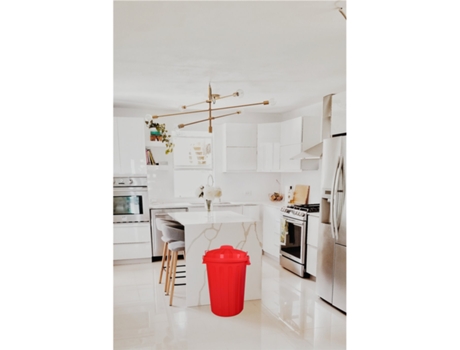 Cubo Basura Diseño Moderno de plástico Com Tapadera | Cubo resistente almacenaje e reciclar Vermelho 100 litros