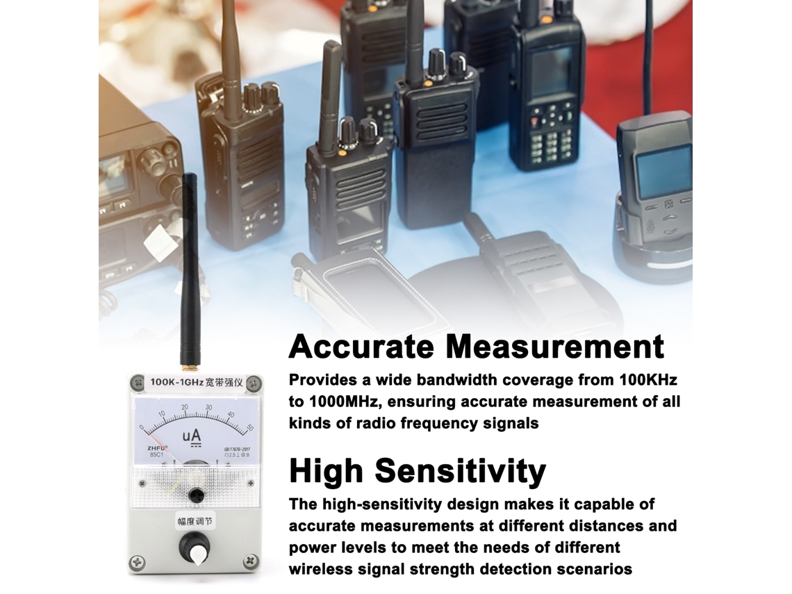 Medidor De Intensidad De Campo Portátil De 100 Khz A 1 Ghz Con Alta Sensibilidad Y Amortiguación Automática.