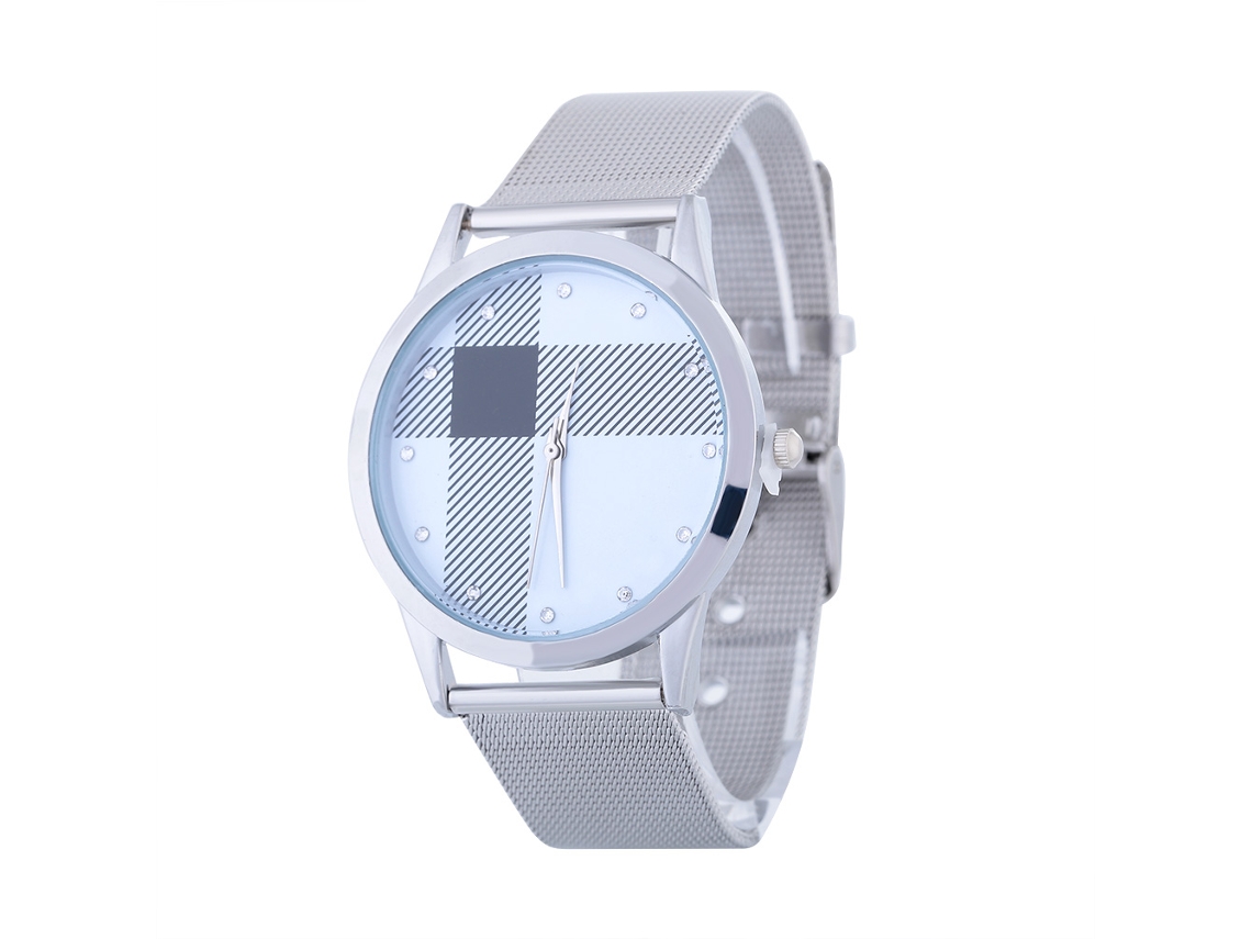 Relógio De Pulso Feminino De Luxo Duoya Com Strass Pulseira De Malha Relógio Quarzo Branco