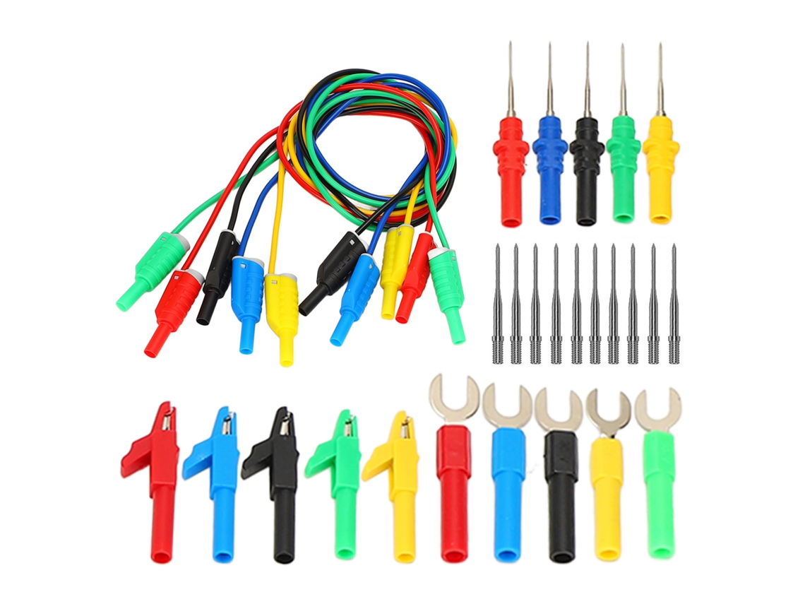 Kit De Sonda De Silicona Con Conector Banana, Pinza De Cocodrilo Y Horquilla De Prueba.