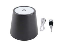 Rebe-lámpara De Botella Inalámbrica Recargable Rgb Con 3 Temperaturas De Color, Regulable Por Toque Led Para Bar Restaurante Negro