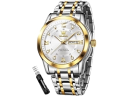 Reloj Masculino Con Fecha Luminosa Impermeable De Cuarzo Dorado Azul Y Acero Inoxidableouro Blanco 5513yuysan
