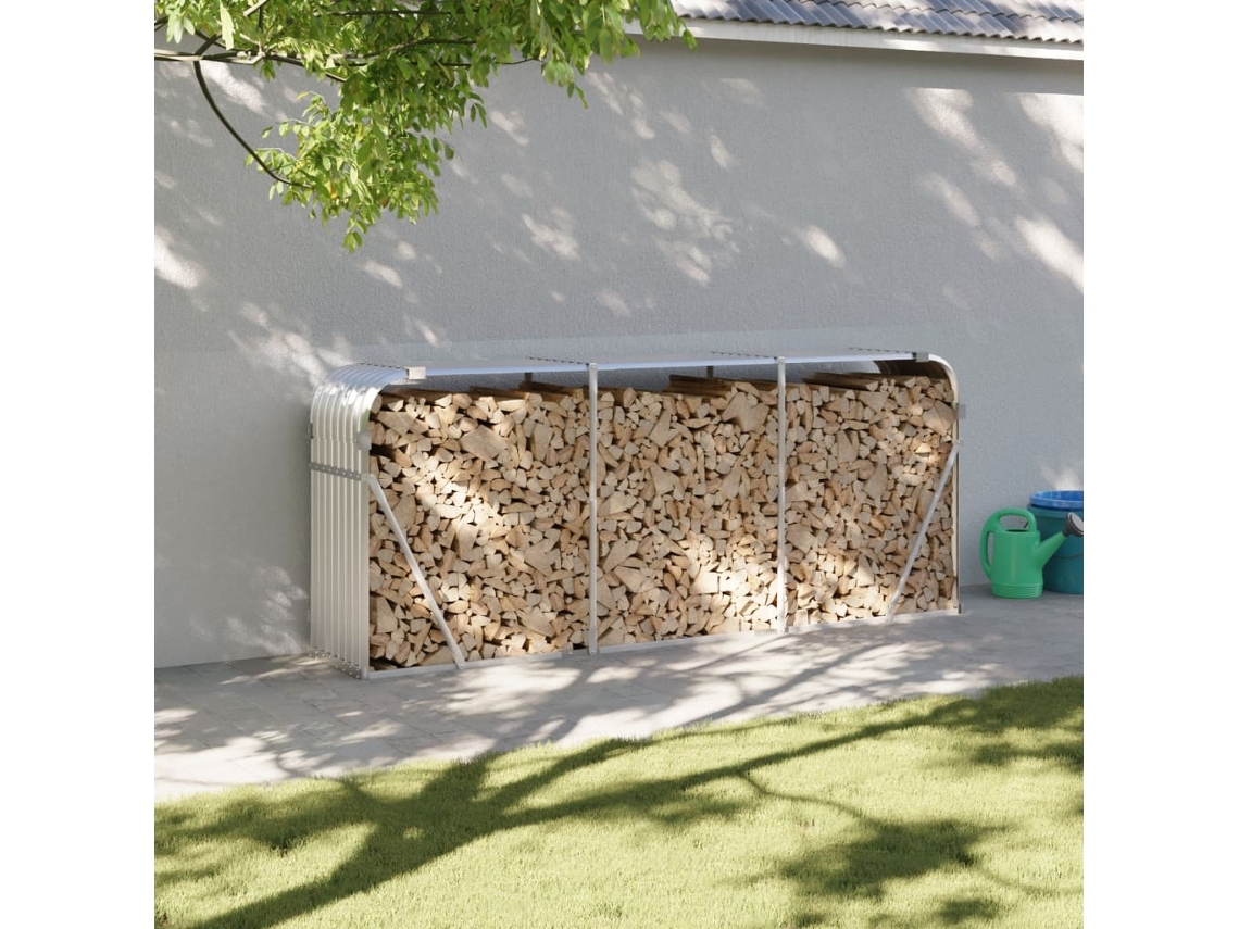 Estante para leña | Leñero 234x45x100 cm Acero Galvanizado Plateado Wsd166394 Lovely Home