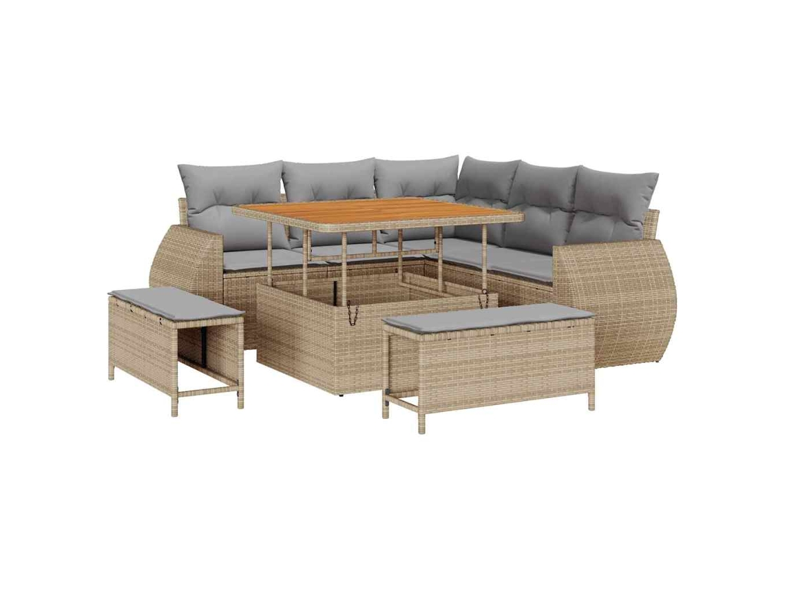 Maison Exclusive - Conjunto De Sofá De Jardín Con Cojín 8 Pcs Beige Y Gris Claro