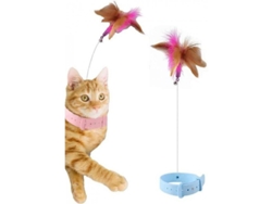 2026-10294-collar De Plumas Para Gato Con Campana, Juguete Interactivo Con Varilla De Acero Para Ejercicio Y Diversión Felina Azul