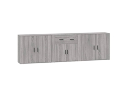Maison Exclusive - Aparadores 3 Piezas Madera Contrachapada Gris Sonoma