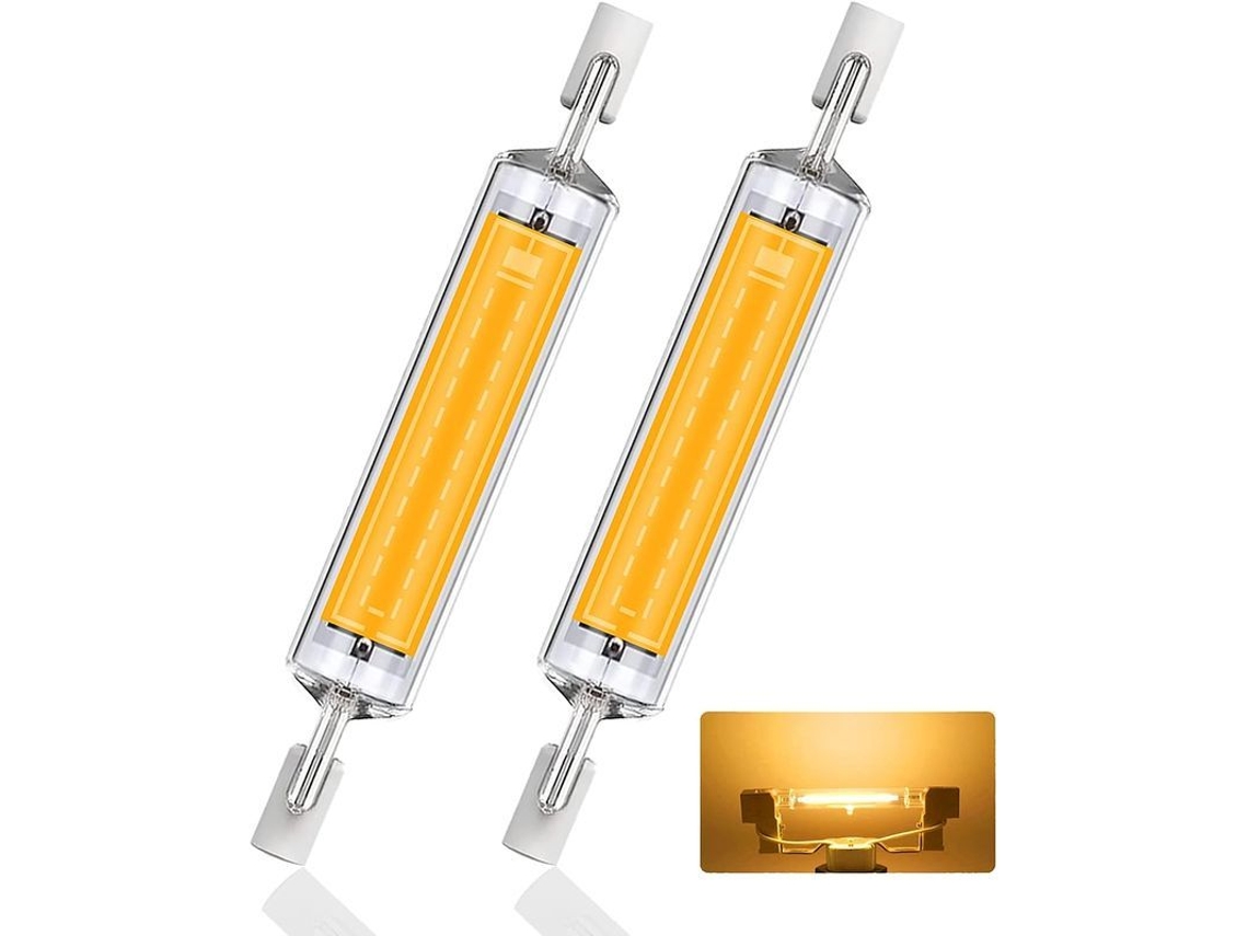 Bombilla Led R7s De 118 Mm, Blanco Cálido 3000 K, 10 W, 1000 Lúmenes, Reemplaza A La Bombilla Halógena De 100 W, 220-240 V, 2 Unidades.