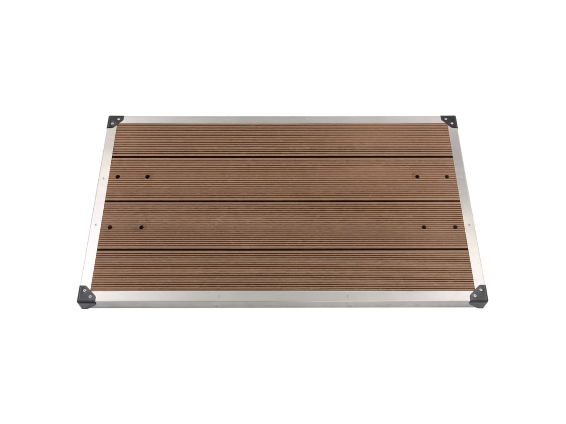 Base de ducha exterior 110x62 cm WPC acero inoxidable marrón DKD HOME DECOR