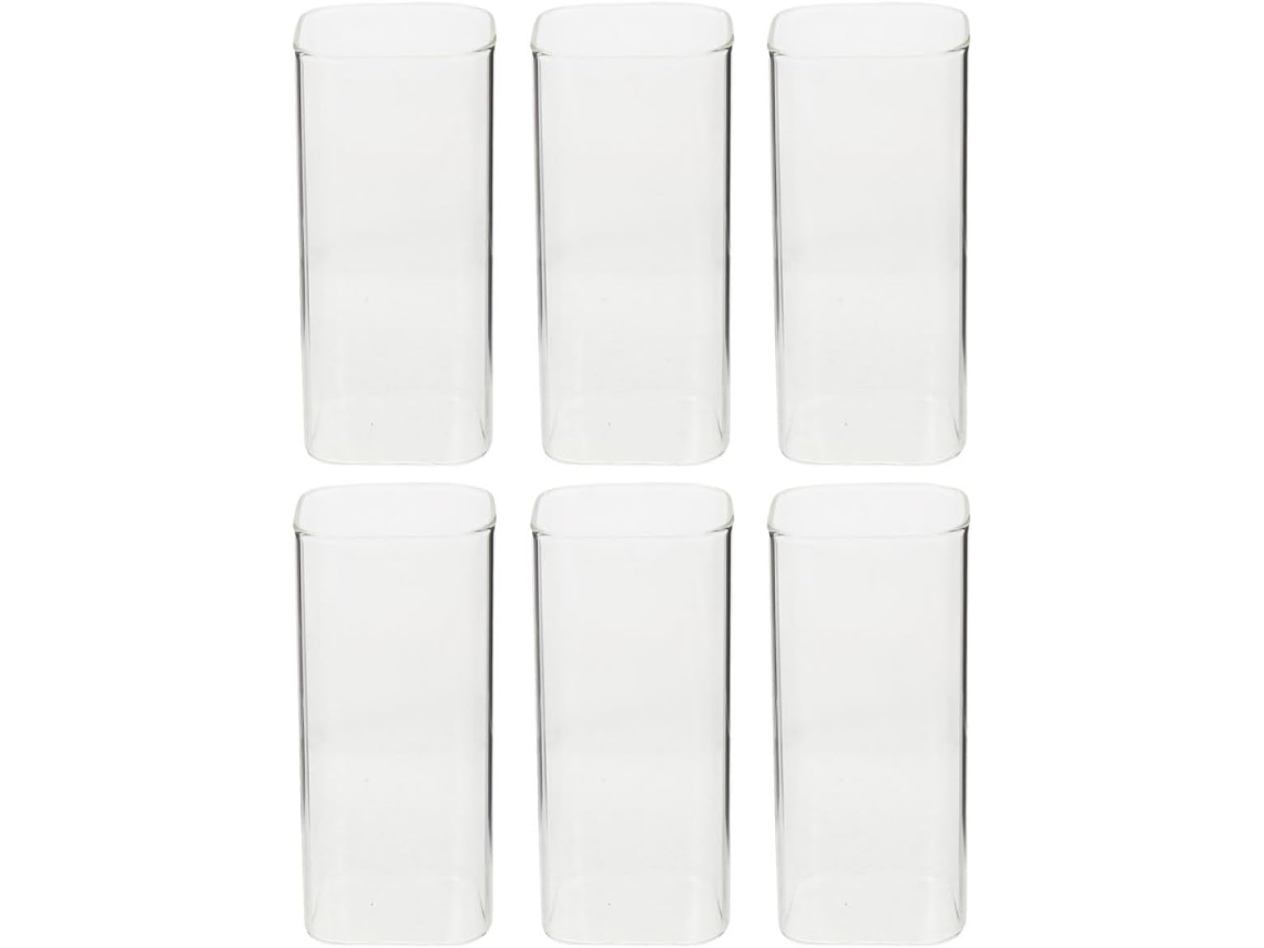 Vasos Cuadrados Transparentes De 250 Ml, Juego De 6 Unidades, Fabricados En Vidrio De Borosilicato Resistente.