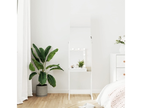 MAISON EXCLUSIVE Espejo con joyero de pie blanco 42x38x152 cm