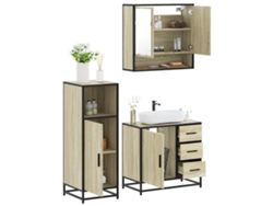 Juego de muebles de baño de 3 piezas, madera de roble, Sonoma