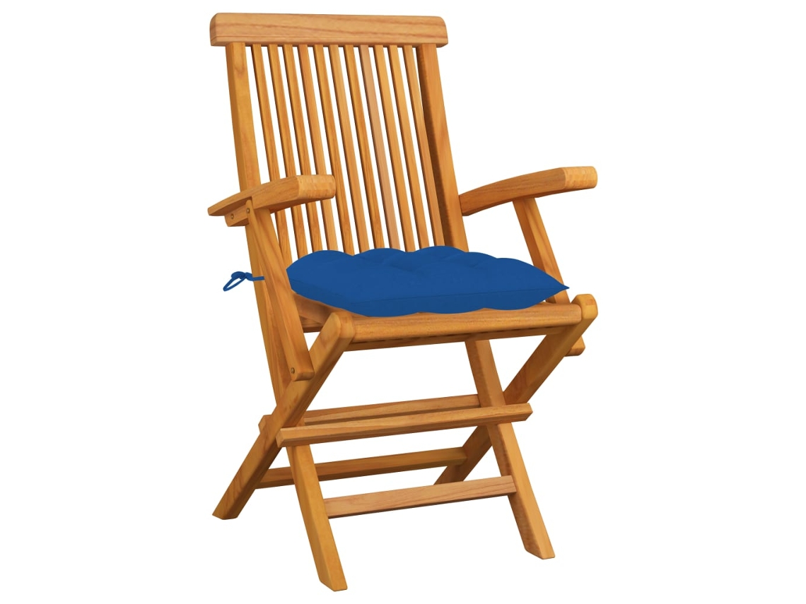 Maison Exclusive - Sillas De Jardín 6 Uds Madera Maciza De Teca Con Cojines Azules