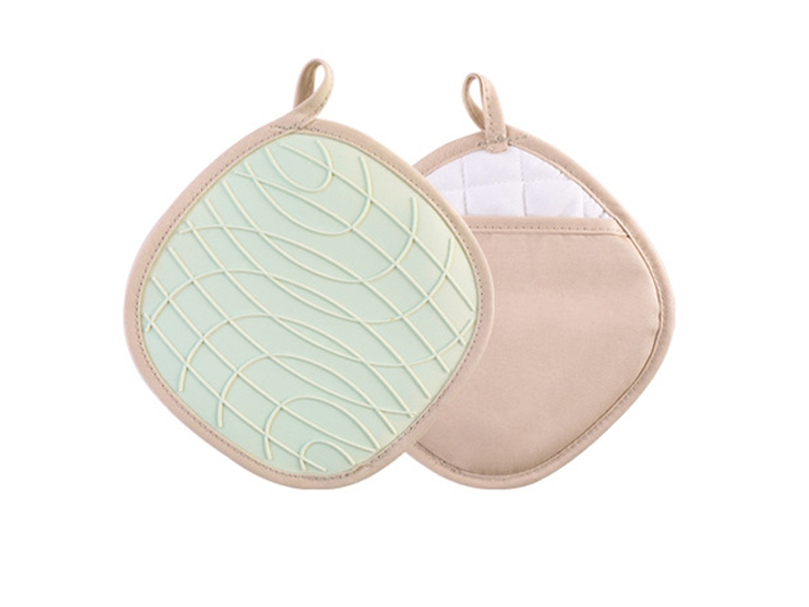 Guante De Cocina De Silicona Beige Resistente Al Calor Con Bolsillo.