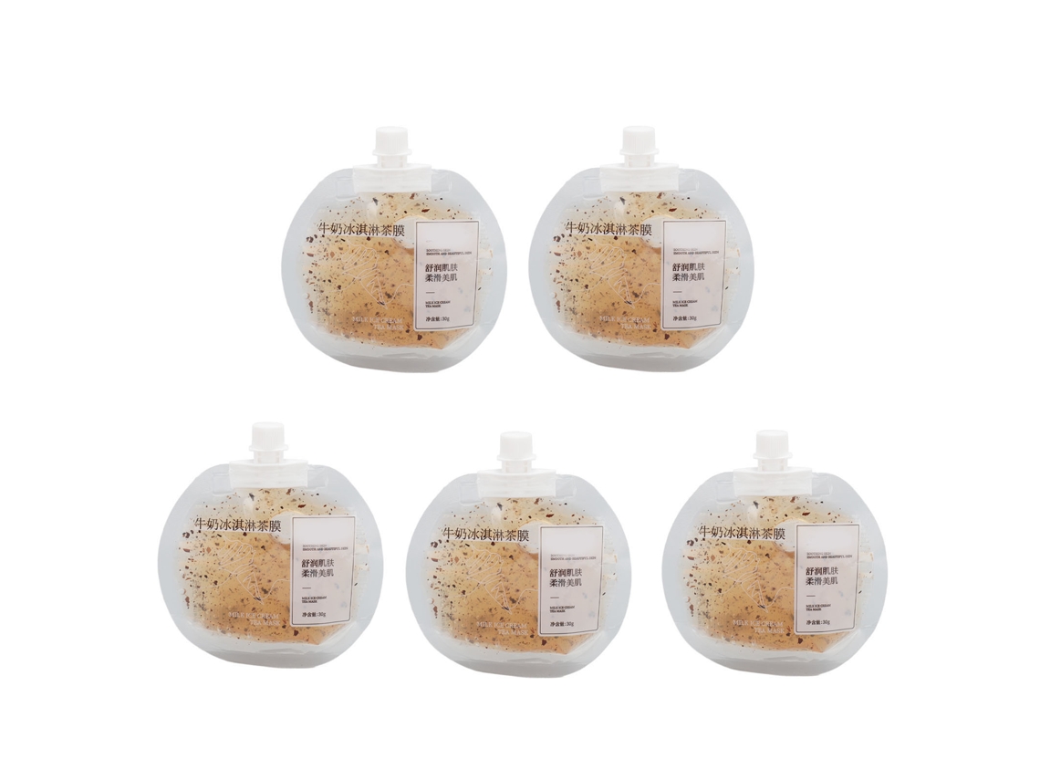 5pcs Mascarilla Facial De Té Con Leche Hidratante Para Mejorar La Sequedad Mascarilla Facial De Té De Helado