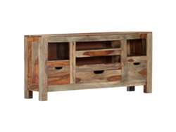 Aparador De Madera Maciza De Acacia Gris 100x30x50 Cm