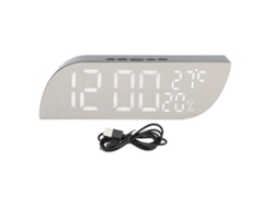 2026-reloj Despertador Digital Multifunción Silencioso Con Termómetro Humedad Espejo Led Para Dormitorio Oficina Luz Blanca Dc5v