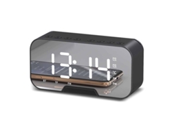 Altavoz Bluetooth Espejo Reloj Radio Fm Inalámbrica Tarjeta De Conexión Reloj Despertador Negro